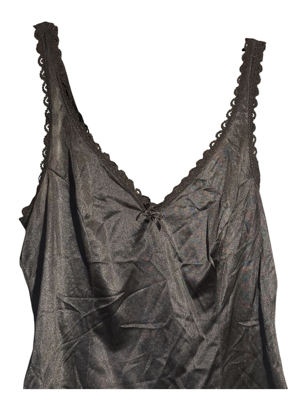 Vintage Black Lace Trim Bow Detail Tank Top Adonna 36 - Picture 3 of 6